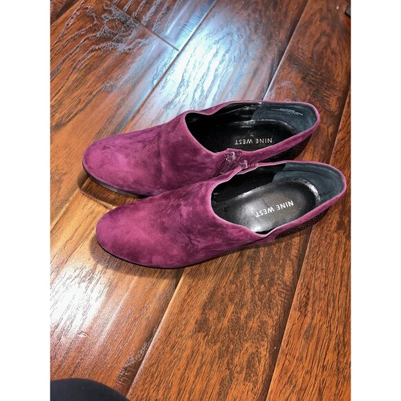 Nine West Purple Suede Stilletos /w Purple Snake Accent Size 9 - Picture 3 of 4